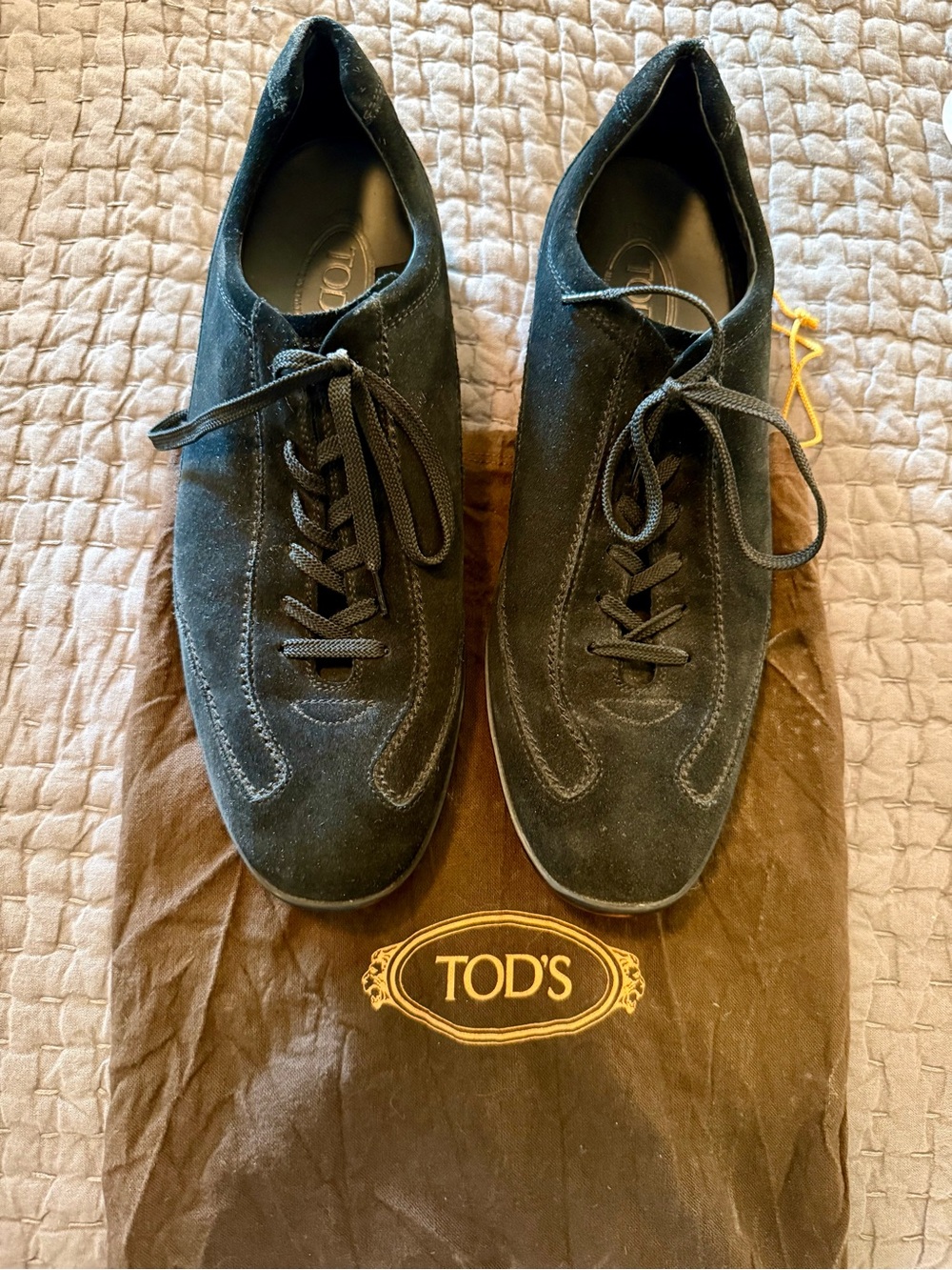 TOD'S Black Suede Lace-Up Men's dress shoes rubber soles